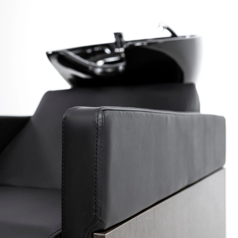 Lavacabezas Rustik negro madera y polipiel - Imagen 3