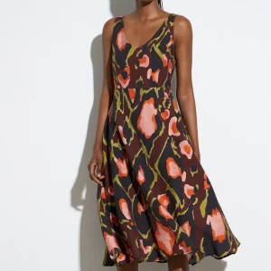 VESTIDO MIDI ESTAMPADO CHOCOLATE