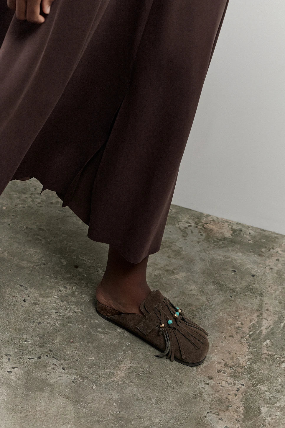 FALDA LARGA CON ABERTURAS MARRÓN CHOCOLATE - Imagen 5