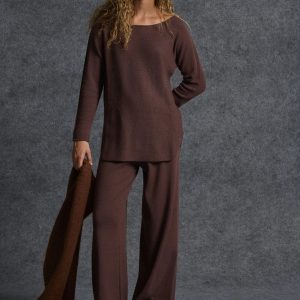 CONJUNTO DE PUNTO MARRÓN CHOCOLATE