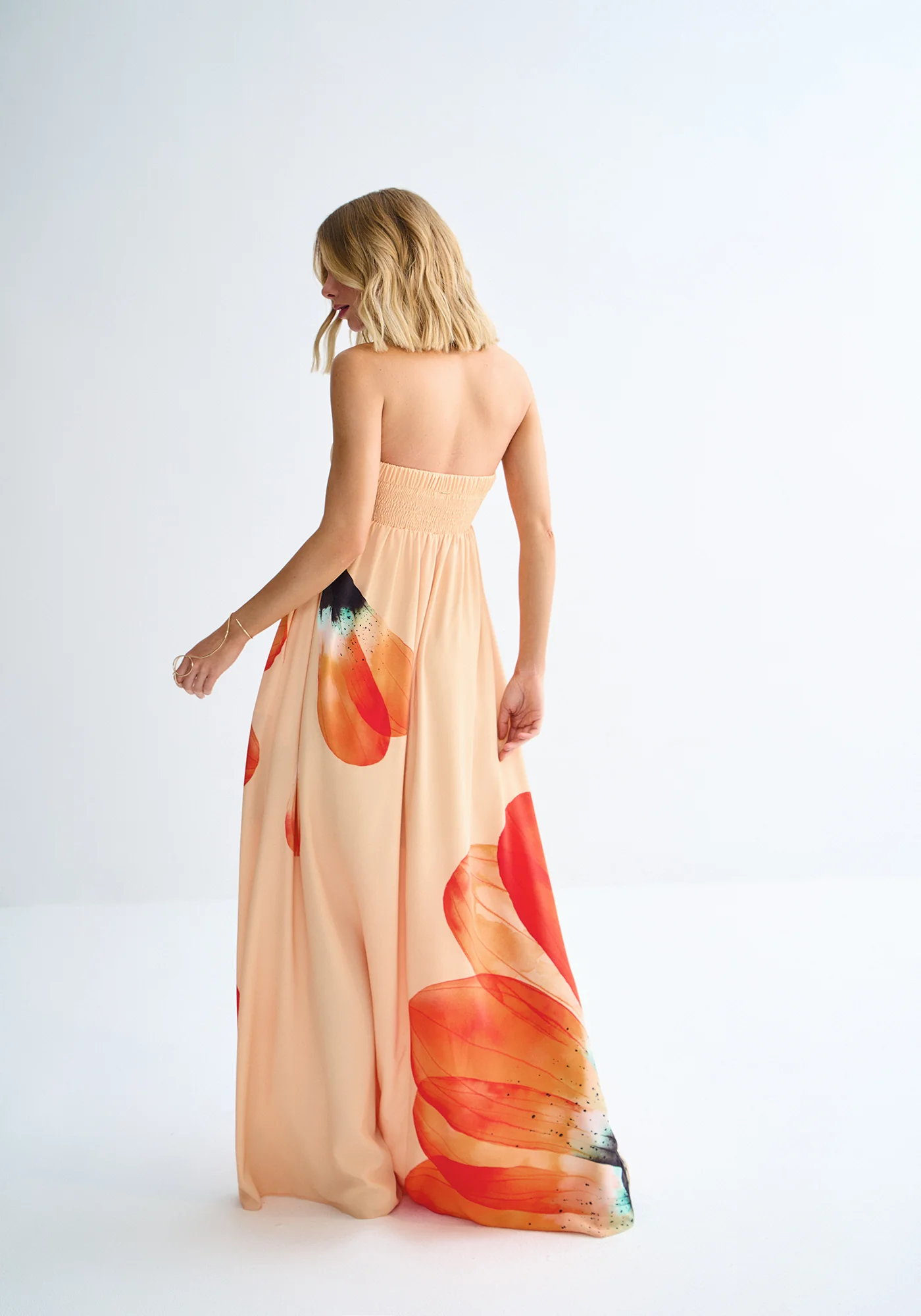 VESTIDO LARGO SIN TIRANTES ESTAMPADO DE FLORES - Imagen 3