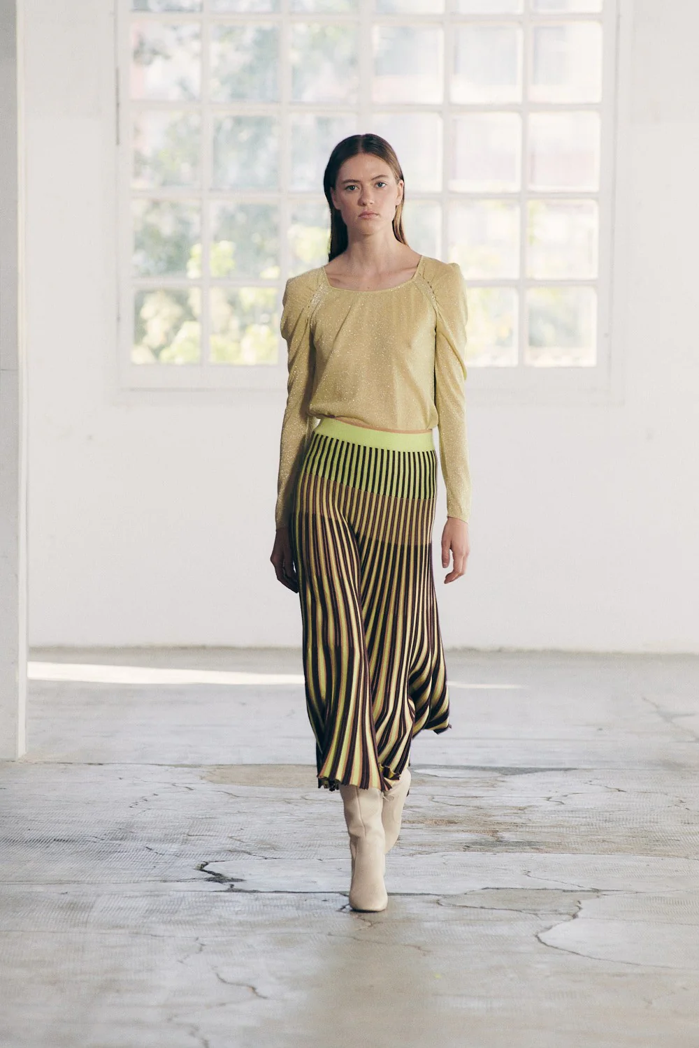 Falda midi tricolor radial