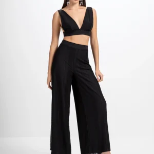 PANTALÓN PALAZZO DE ENCAJE Y CINTURA ALTA