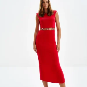 VESTIDO MIDI AJUSTADO DETALLE CINTURA