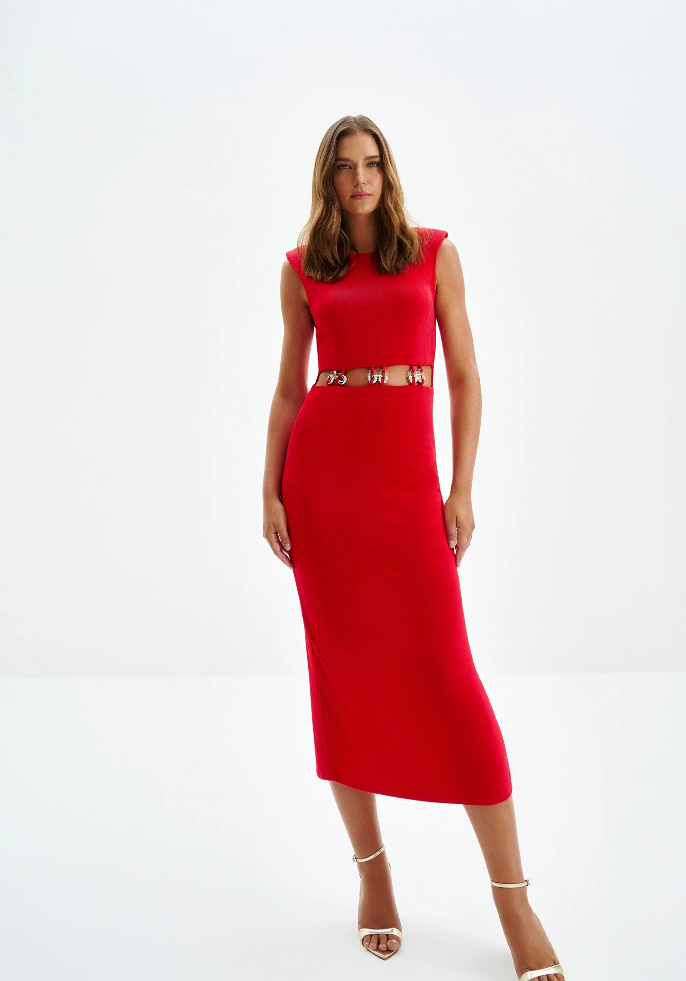 VESTIDO MIDI AJUSTADO DETALLE CINTURA