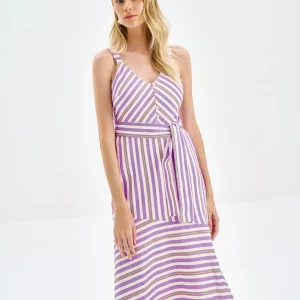 VESTIDO MIDI ESTAMPADO CON CINTURÓN