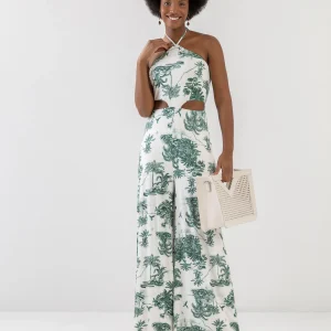 MONO LARGO CON CUELLO HALTER Y ABERTURA