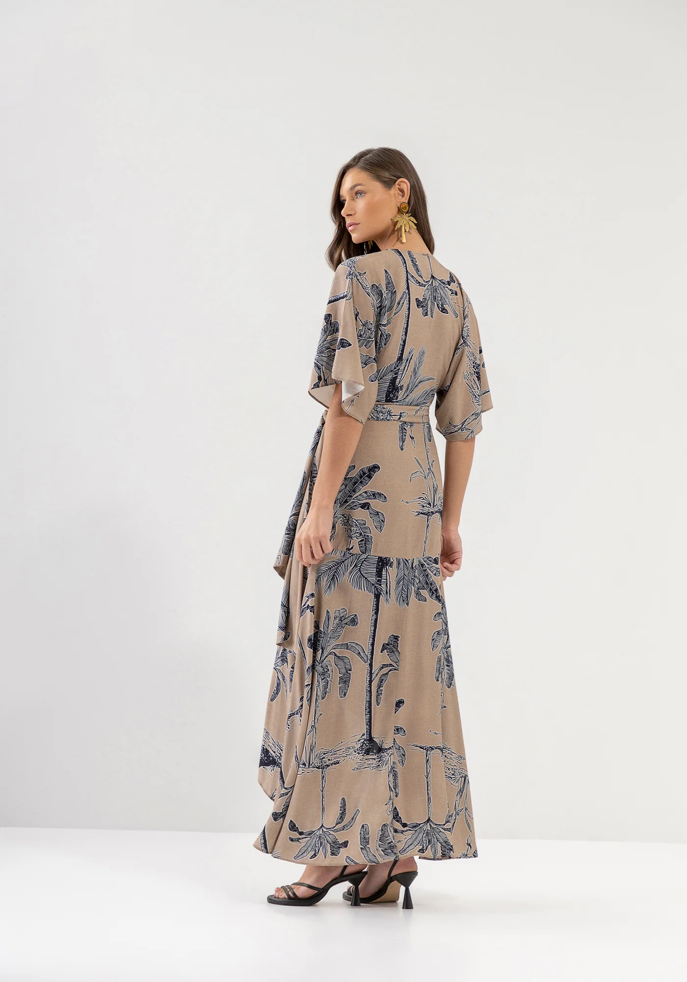 VESTIDO LARGO CRUZADO DE VISCOSA ESTAMPADO - Imagen 3