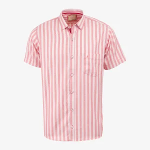 Camisa Regular Sport Rayada Rojo Claro - Kosta Azul