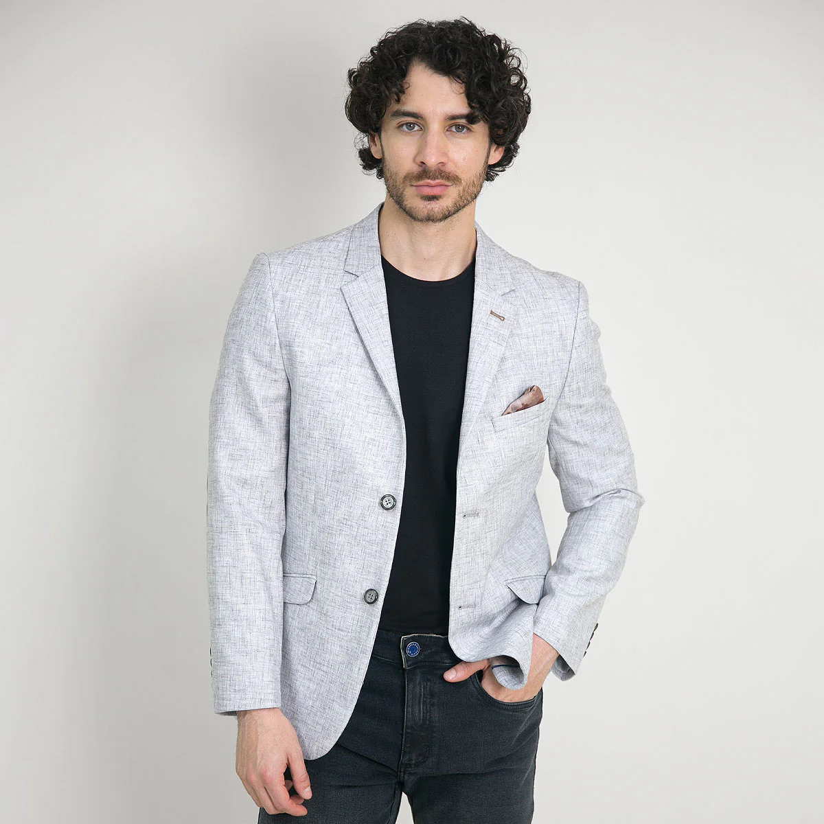 Chaqueta Casual Regular Gris Claro - Kosta Azul