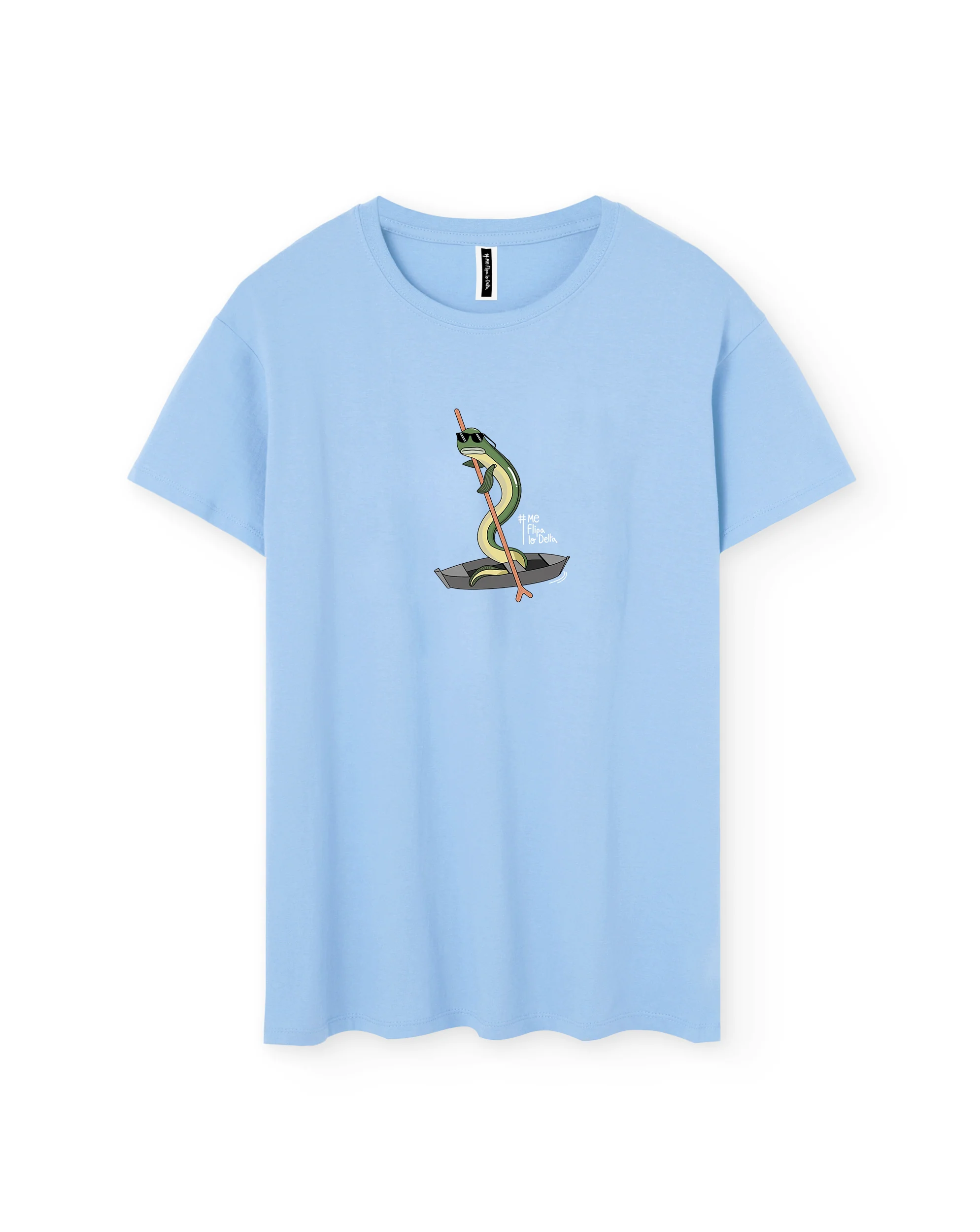 Camiseta manga corta unisex en azul celeste y anguila perchando - Imagen 3