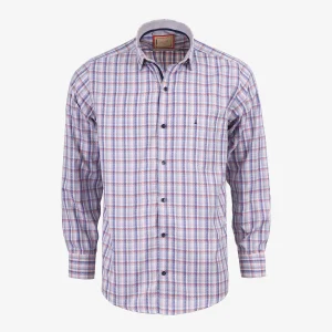 Camisa Regular Manga Larga Mini Cuadros Azul y Rojo Kosta Azul