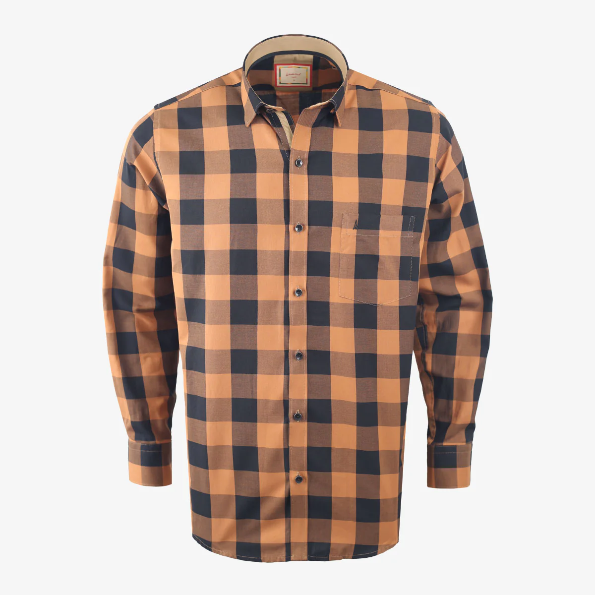 Camisa Regular Manga Larga Cuadros Amarillo Oscuro - Kosta Azul - Imagen 3