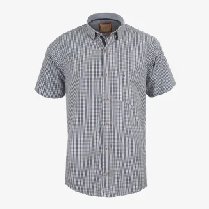 Camisa Regular Mini Cuadros Gris Claro - Kosta Azul