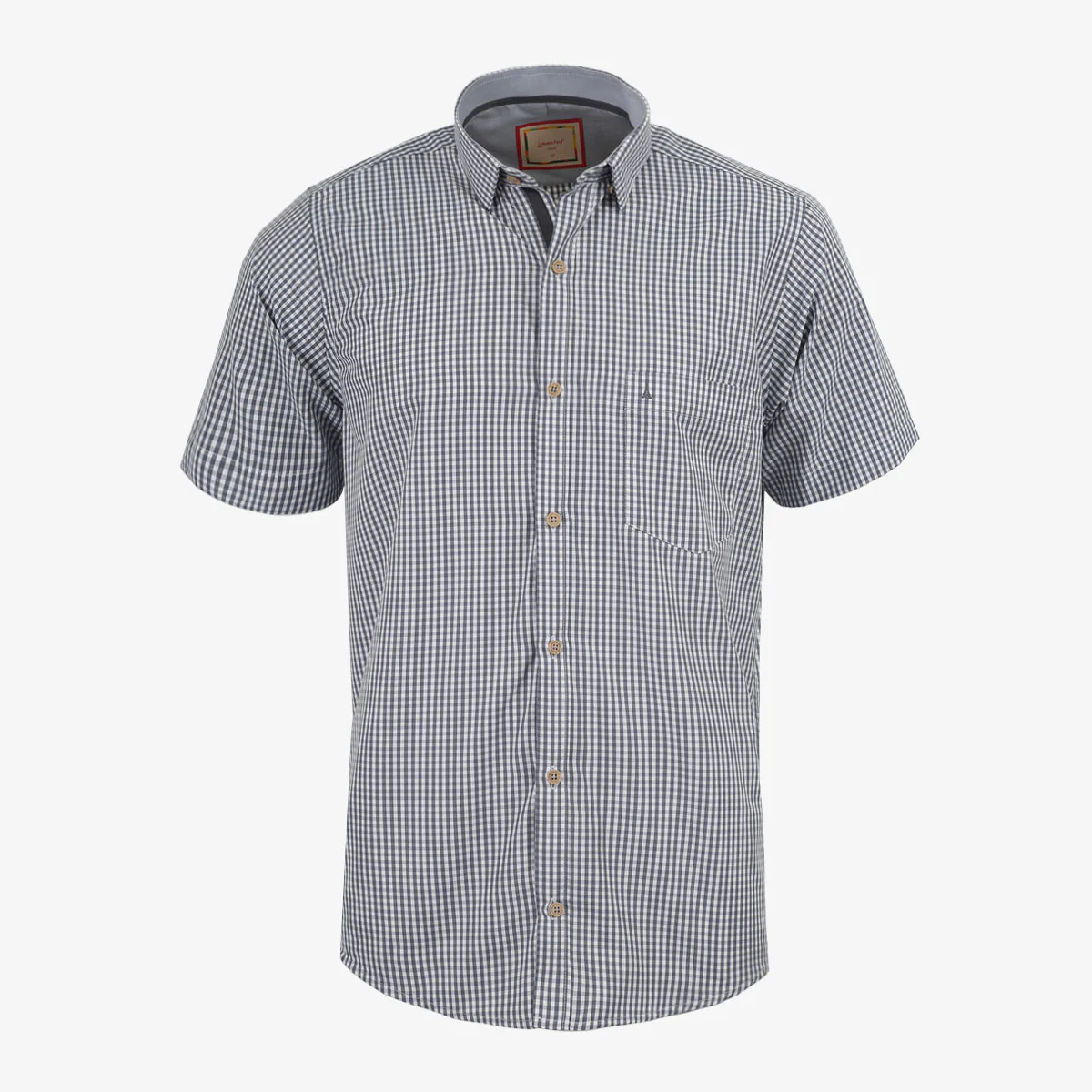Camisa Regular Mini Cuadros Gris Claro - Kosta Azul