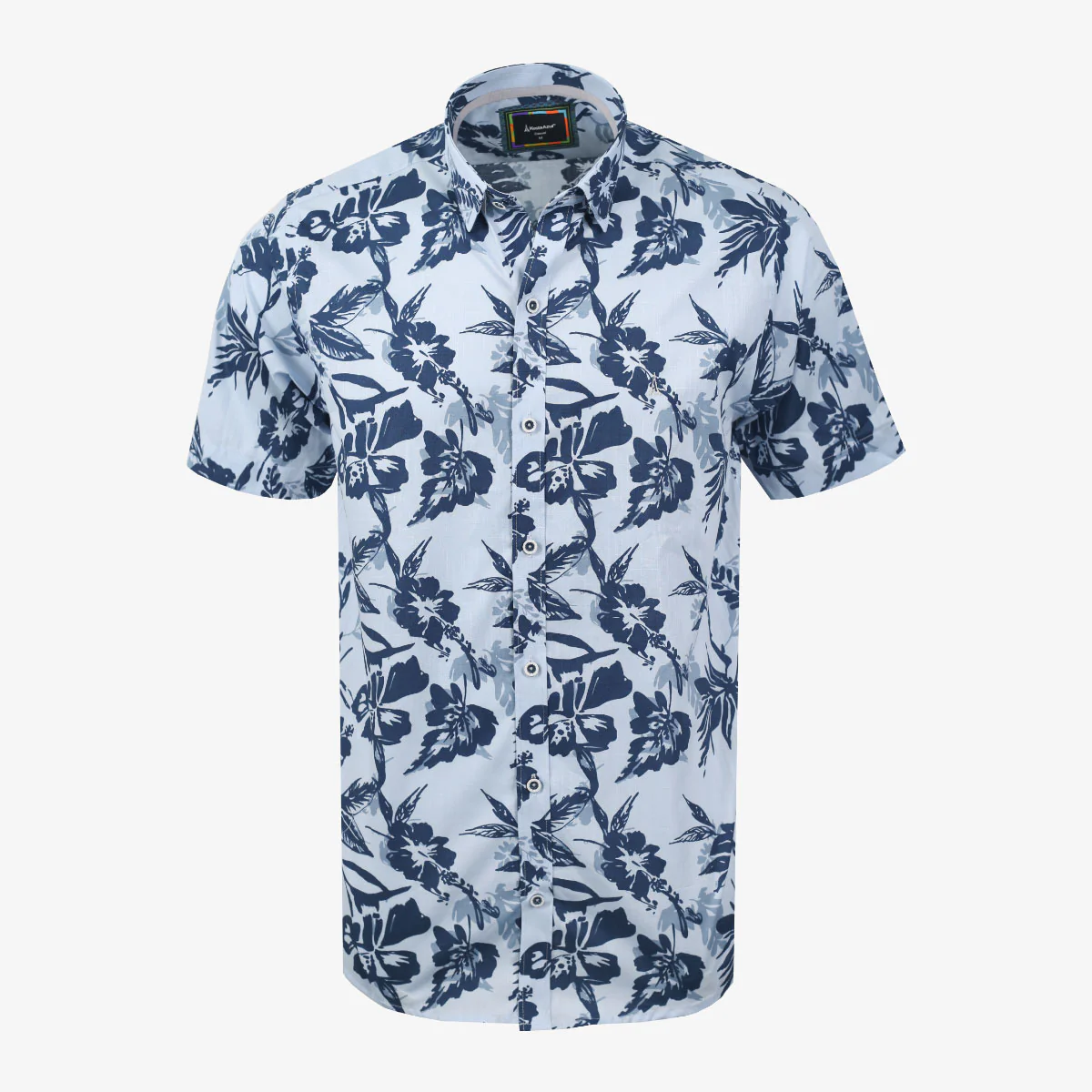 Camisa Regular Manga Corta Estampada Azul Claro - Kosta Azul