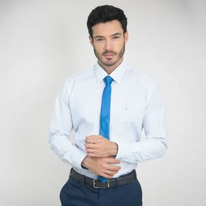 Camisa Slim Fit Blanca con Mini Print - Kosta Azul
