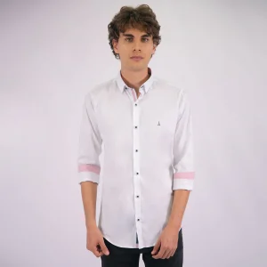 Camisa Slim Fit Manga Larga Blanca - Kosta Azul