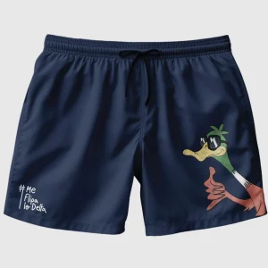 Bañador tipo boxer para hombre en color azul marino y estampado de pato molón