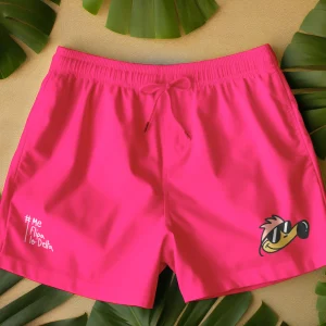 Bañador tipo boxer para hombre en rosa fluor y estampado de flipi