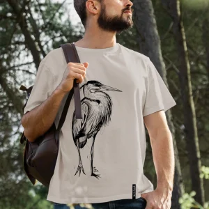 Camiseta manga corta unisex en color blanco vintage y estampado Garza Real