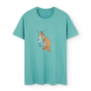 Camiseta manga corta unisex en verde agua y estampado galera con gintonic