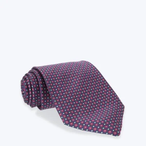 CORBATA DE SEDA NAVY CON FLORES ROJAS FULHAM