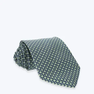 CORBATA DE SEDA NAVY FLORES VERDES FULHAM