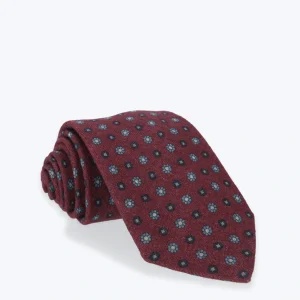 CORBATA DE LANA BURDEOS CON FLORES PETRONIUS