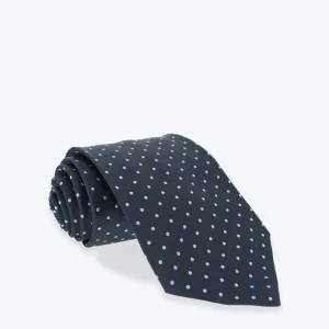 CORBATA DE SEDA NAVY CON TOPOS PETRONIUS