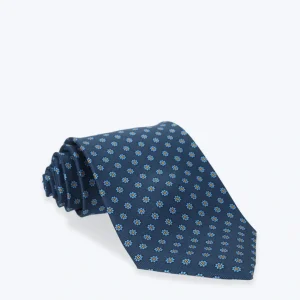 CORBATA DE SEDA AZUL CON FLORES PETRONIUS