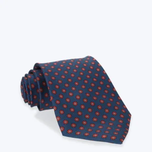 CORBATA DE SEDA AZUL CON FLORES PETRONIUS