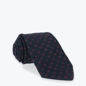 CORBATA DE LANA NAVY FLOR ROJA FULHAM