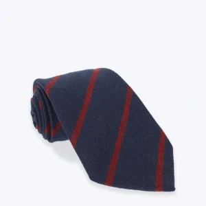 CORBATA DE LANA NAVY CON RAYAS ROJAS FULHAM