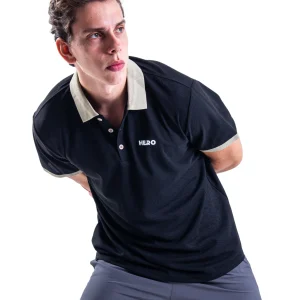 CHEMISE POLO 3 BOTONES AJUSTADA GOLF MVP HERO NEGRO