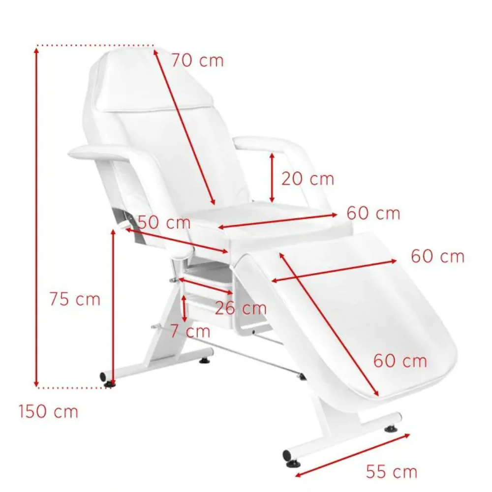 Camilla Sillón Estética regulable con agujero facial blanco - Imagen 6