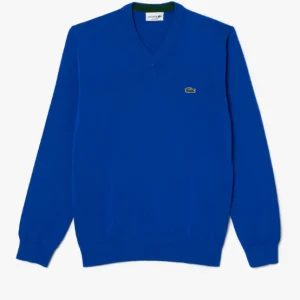 JERSEY DE CUELLO DE PICO DE ALGODÓN MONOCOLOR