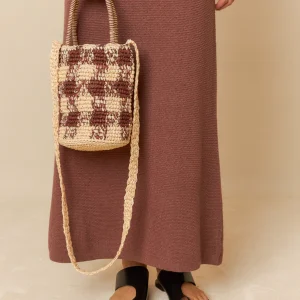 BOLSO BOMBONERA RAFIA COLOR CHOCOLATE