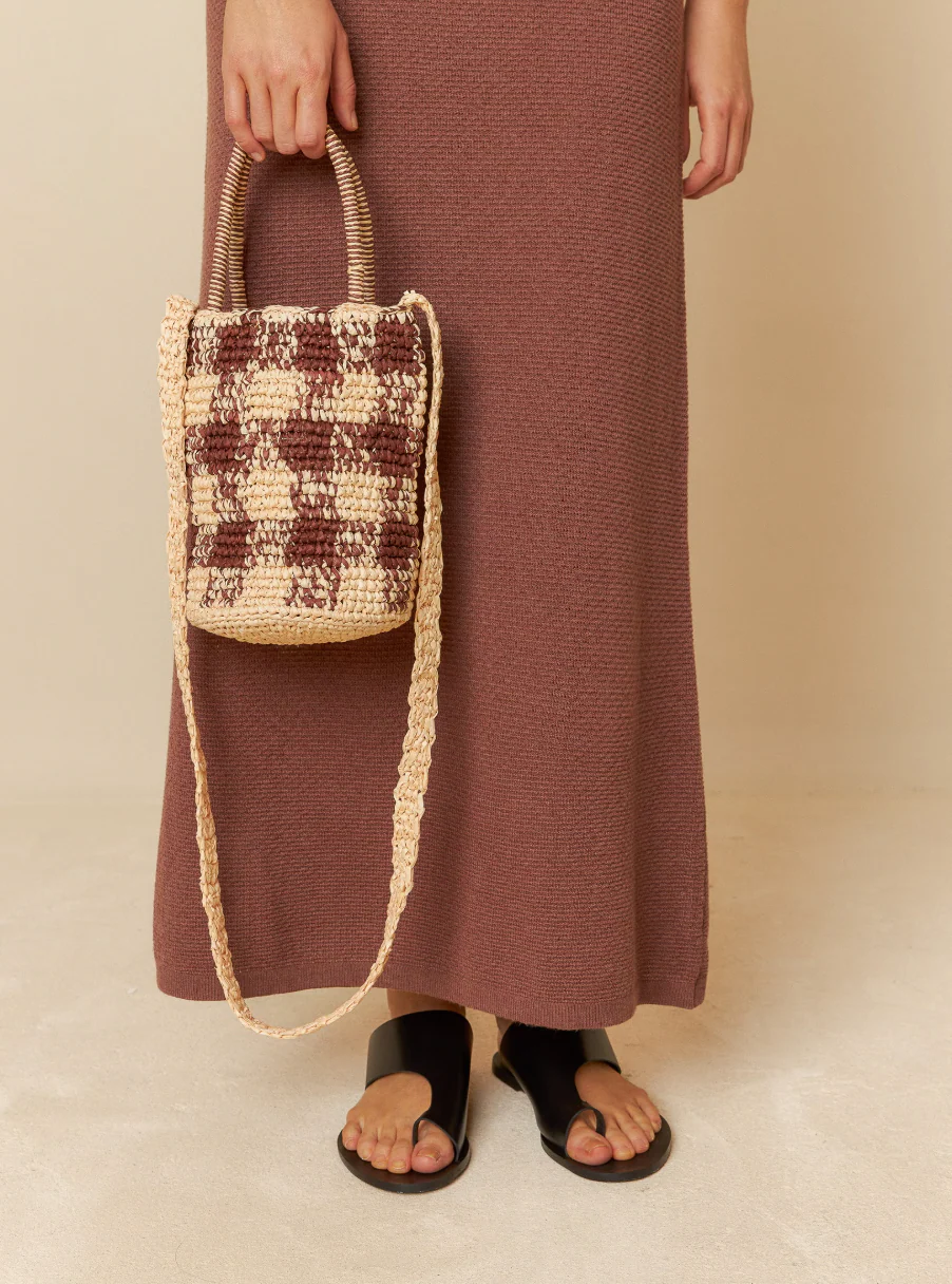 BOLSO BOMBONERA RAFIA COLOR CHOCOLATE