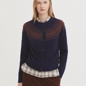 CHAQUETA JACQUARD GRECA AZUL EN LANA