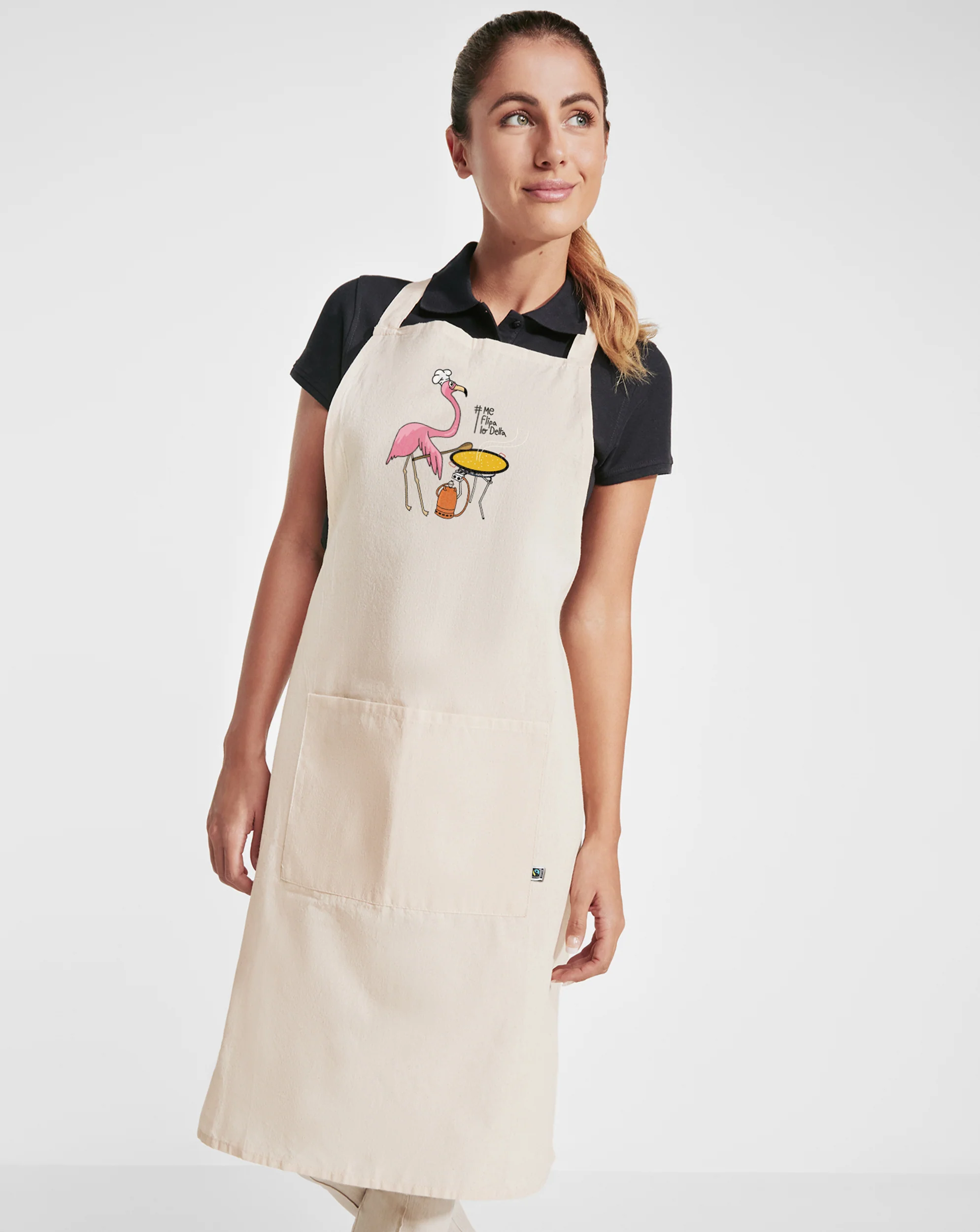 Delantal de Algodón Orgánico Flamenco Cocinando Paella
