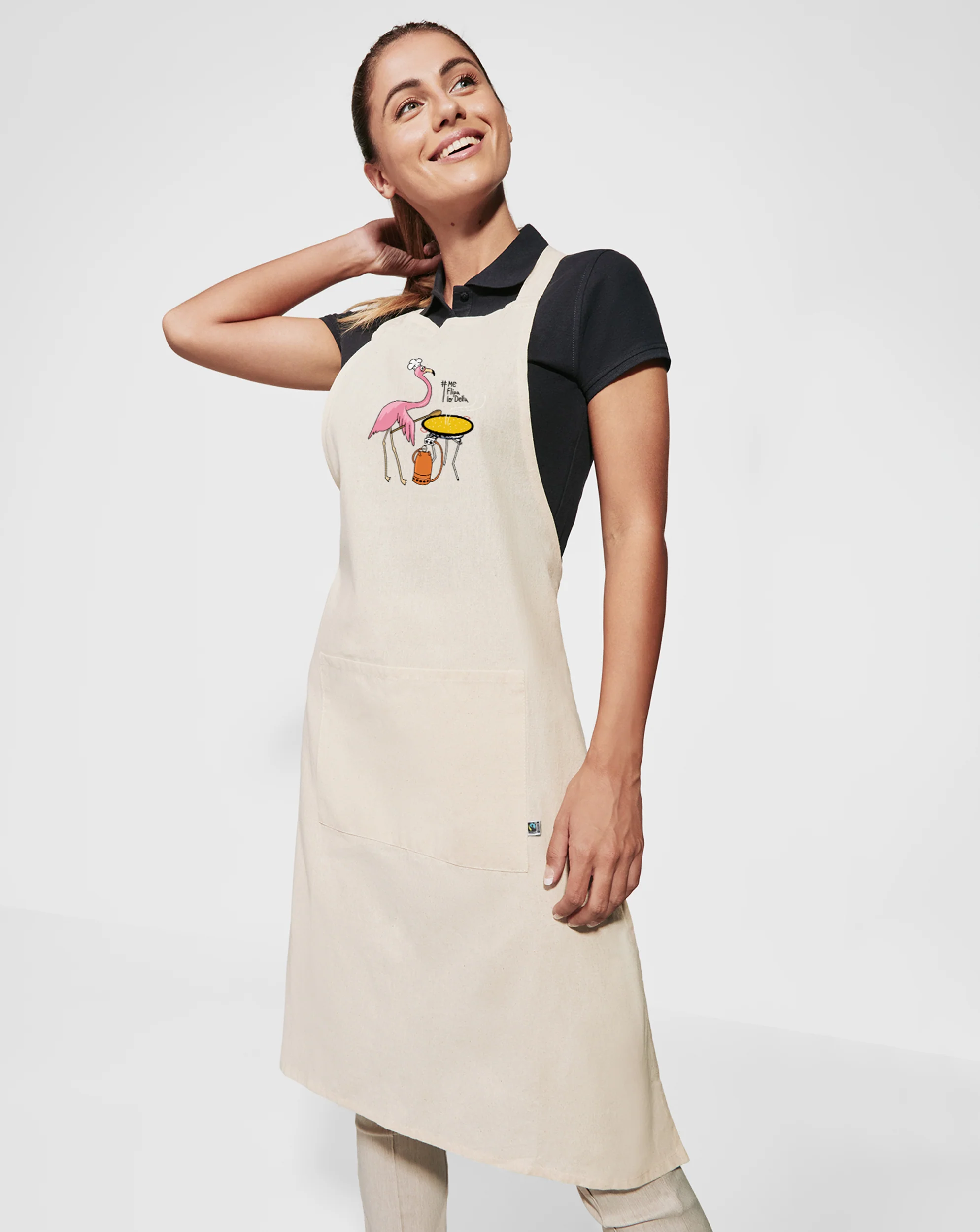 Delantal de Algodón Orgánico Flamenco Cocinando Paella - Imagen 4