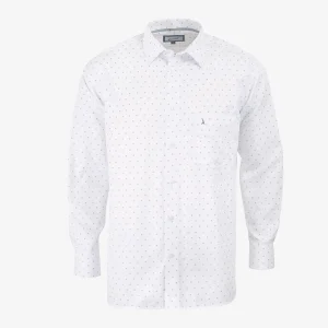 Camisa Regular Manga Larga Blanca con Mini Estampado - Kosta Azul