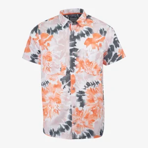 Camisa Sport Regular Estampada Naranja y Gris - Kosta Azul