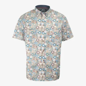 Camisa Regular Manga Corta Estampada Café Medio - Kosta Azul