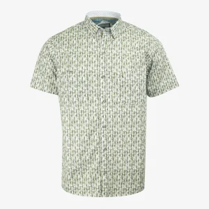 Camisa Regular Manga Corta Estampada Verde Medio - Kosta Azul