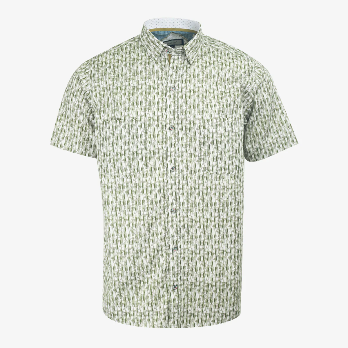 Camisa Regular Manga Corta Estampada Verde Medio - Kosta Azul