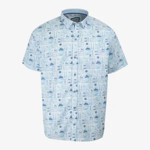 Camisa Sport Regular Estampada Azul Claro - Kosta Azul