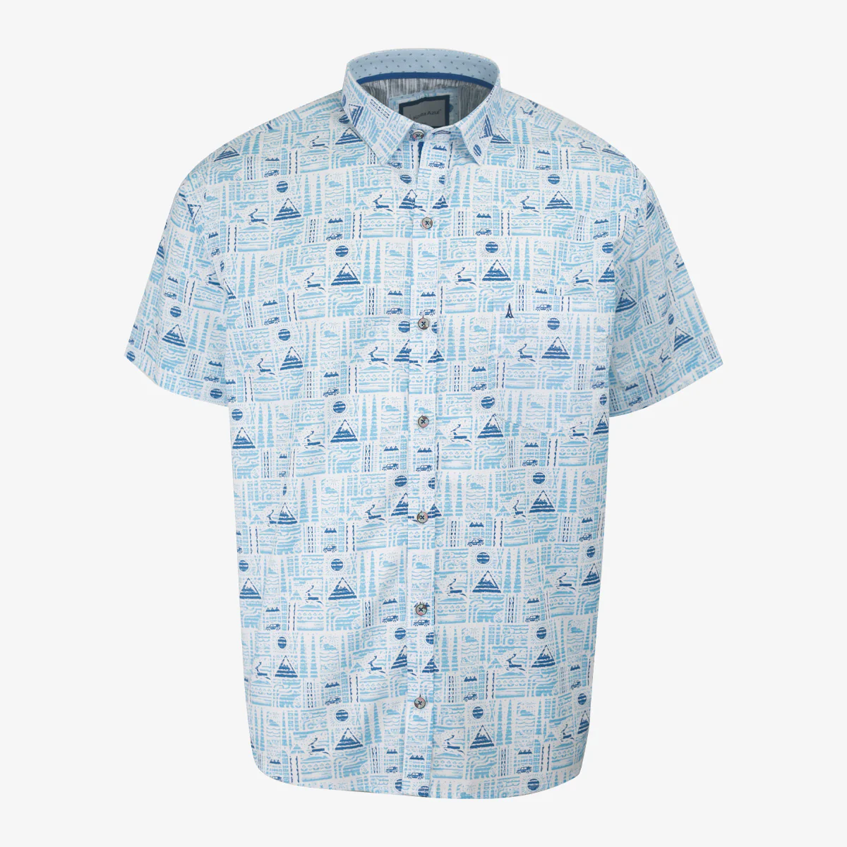 Camisa Sport Regular Estampada Azul Claro - Kosta Azul