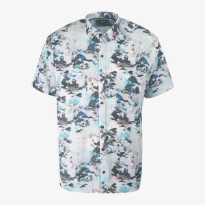 Camisa Regular Sport Estampada Azul Claro - Kosta Azul